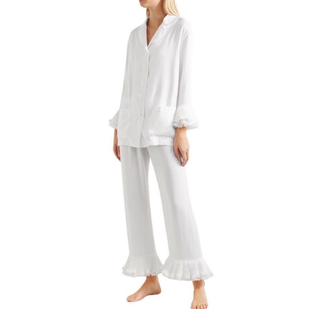 Sleeper Arekino Ruffled Chiffon trimmed voile pajama set